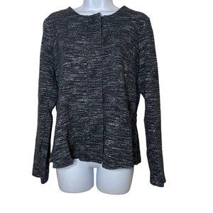 Halogen Nordstrom Blazer Button Up Size Medium Stretch Knit Space Dye Black